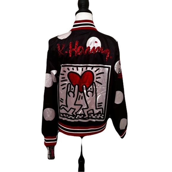 NWT Members Only Keith Haring Black, Red and White Bomber Jacket | M - Picture 4 of 9